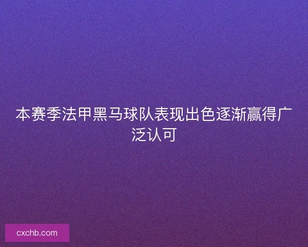 本赛季法甲黑马球队表现出色逐渐赢得广泛认可